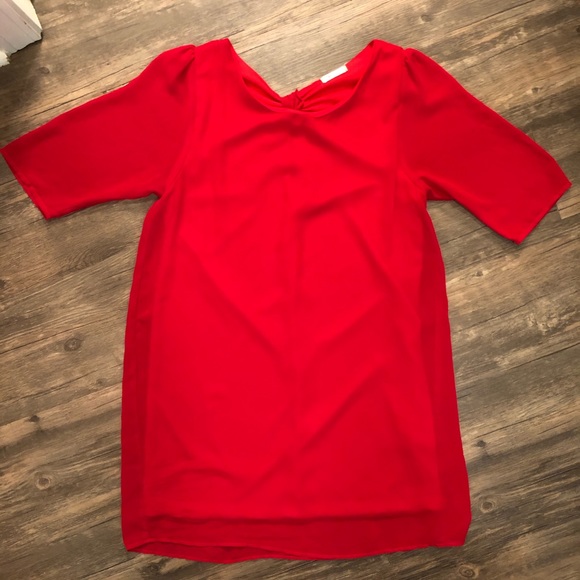 Red Shift Dress with Knot/Bow Back - Picture 1 of 7
